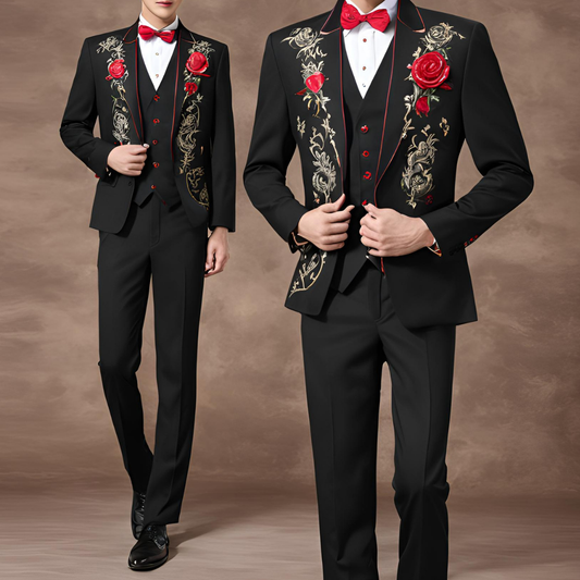 Men 2pc Ivory Embroidery Suit (NS-40) Bespoke Point