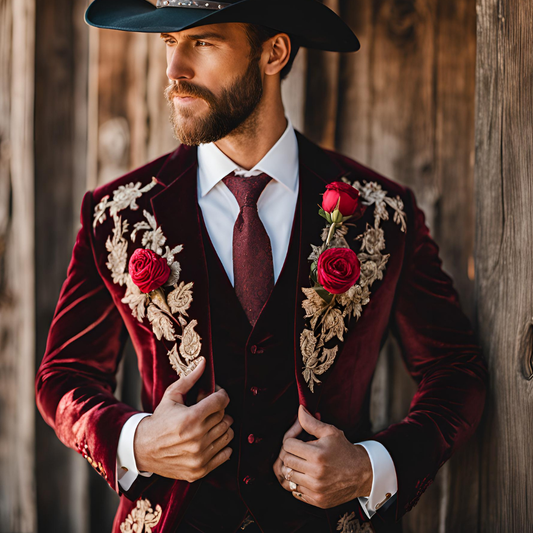 Men 2pc Ivory Embroidery Suit (NS-44) Bespoke Point