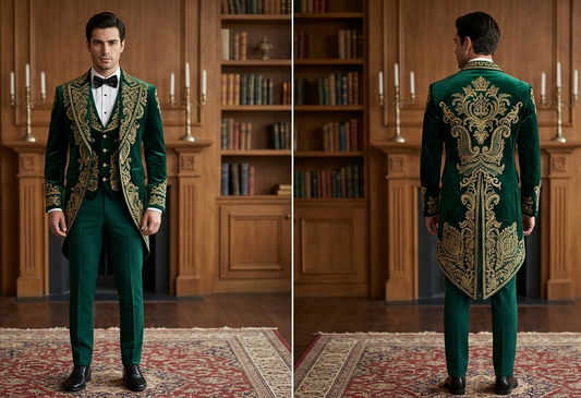 Men 2pc French Rococo Fashion 18th Century Suit Costume(HS) Bespoke Point