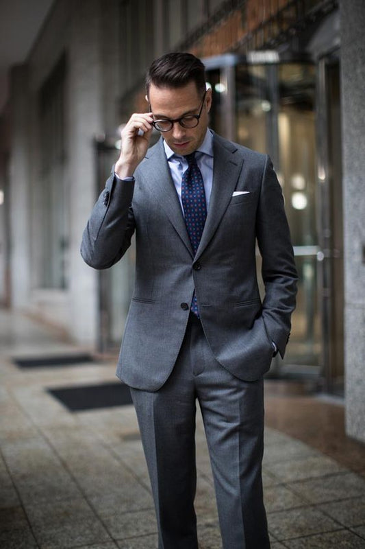 Men 2pc Gray Cotton Suit (MS-17) Bespoke Point