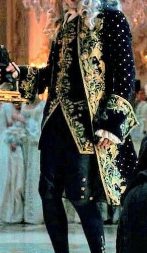 Men 3pc French Rococo Fashion 18th Century Suit Costume Hand Embroidery Free Lace Jabots & Cuff (HS-34) Bespoke Point
