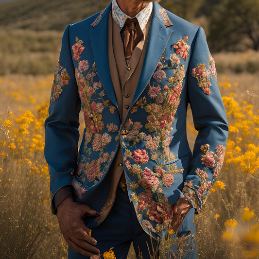 Men 2pc Ivory Embroidery Suit (NS-62) Bespoke Point
