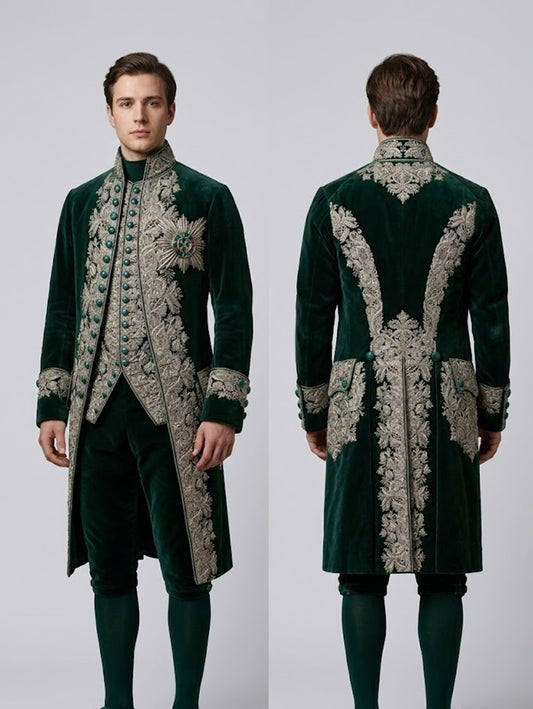 Men 2pc French Rococo Fashion 18th Century Suit Costume(HS) Bespoke Point