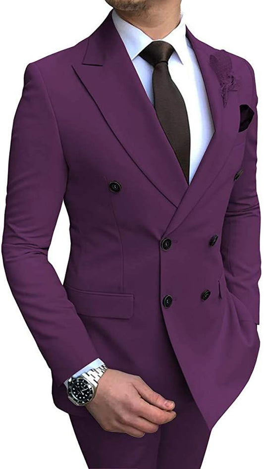Men 2pc Purple Cotton Suit (MS-11) Bespoke Point