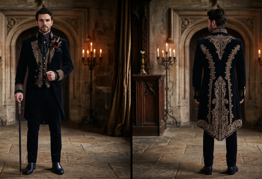 Men 2pc French Rococo Fashion 18th Century Suit Costume(HS) Bespoke Point