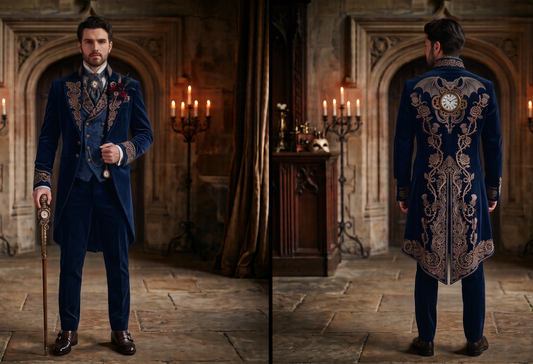 Men 2pc French Rococo Fashion 18th Century Suit Costume(HS) Bespoke Point