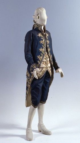 Men 3pc Blue Cotton French Rococo Fashion 18th Century Suit Costume Free Lace Jabots & Cuff (HS-10) Bespoke Point