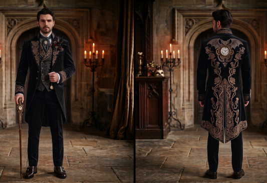 Men 2pc French Rococo Fashion 18th Century Suit Costume(HS) Bespoke Point