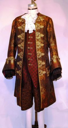 Men 3pc Red Cotton French Rococo Fashion 18th Century Suit Costume Free Lace Jabots & Cuff (HS-07) Bespoke Point