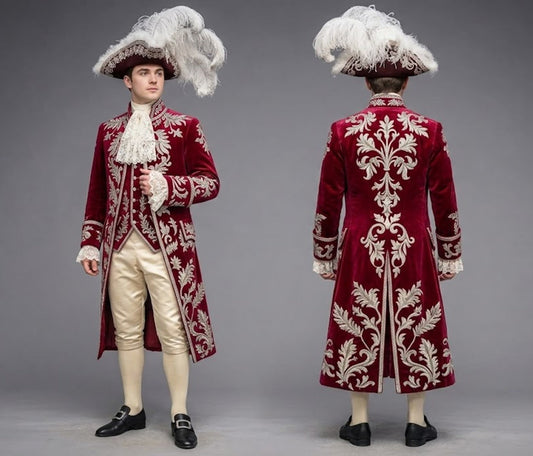 Men 2pc French Rococo Fashion 18th Century Suit Costume(HS) Bespoke Point