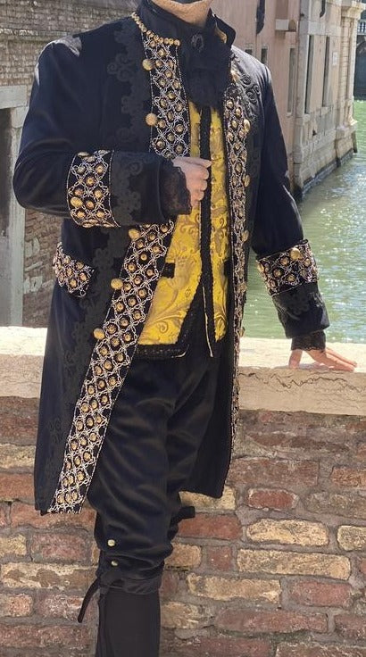 Men 3pc French Rococo Fashion 18th Century Suit Costume Hand Embroidery Free Lace Jabots & Cuff (HS-33) Bespoke Point