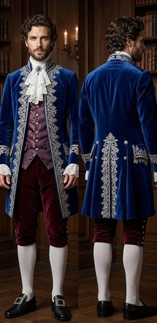 Men 2pc French Rococo Fashion 18th Century Suit Costume(HS) Bespoke Point