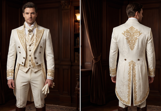 Men 2pc French Rococo Fashion 18th Century Suit Costume(HS) Bespoke Point