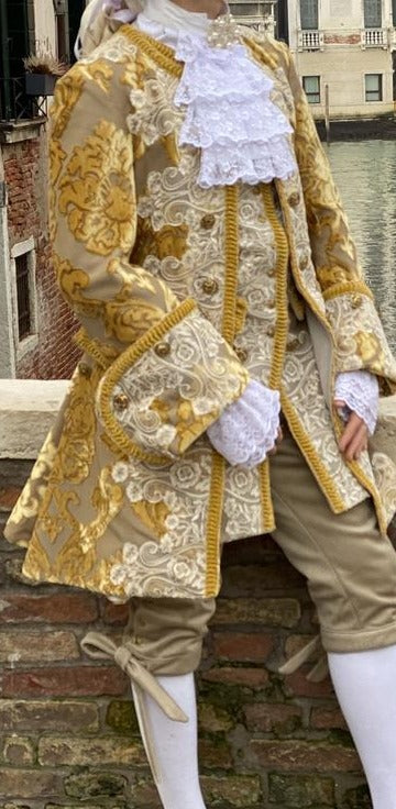 Men 3pc French Rococo Fashion 18th Century Suit Costume Hand Embroidery Free Lace Jabots & Cuff (HS-43) Bespoke Point