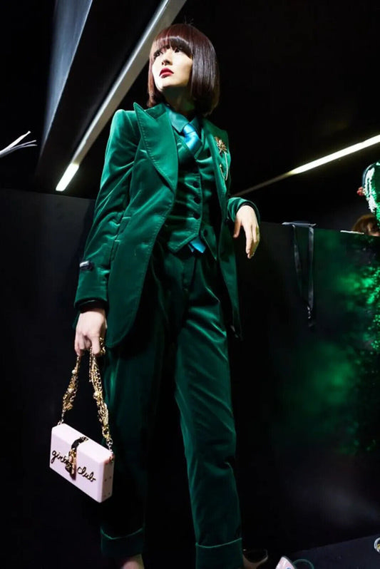 Women Green Velvet 3pc Suit (WS-08) Bespoke Point