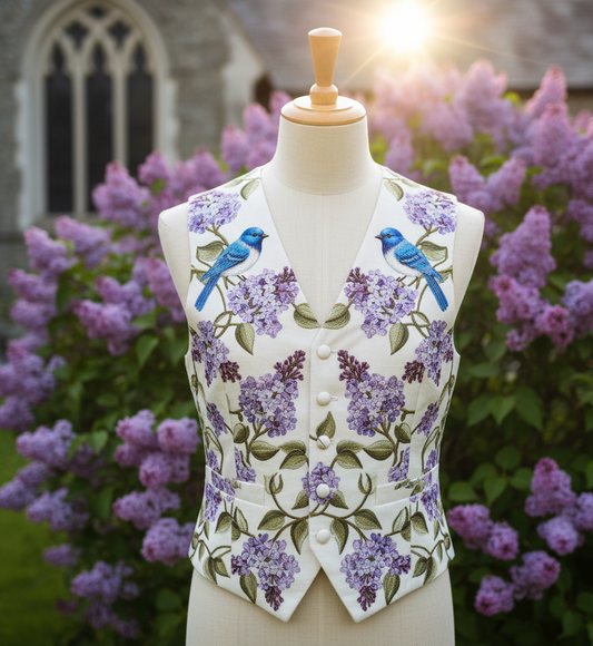 Men's Embroidered Linen Vest Boho Wedding (V-04) Bespoke Point