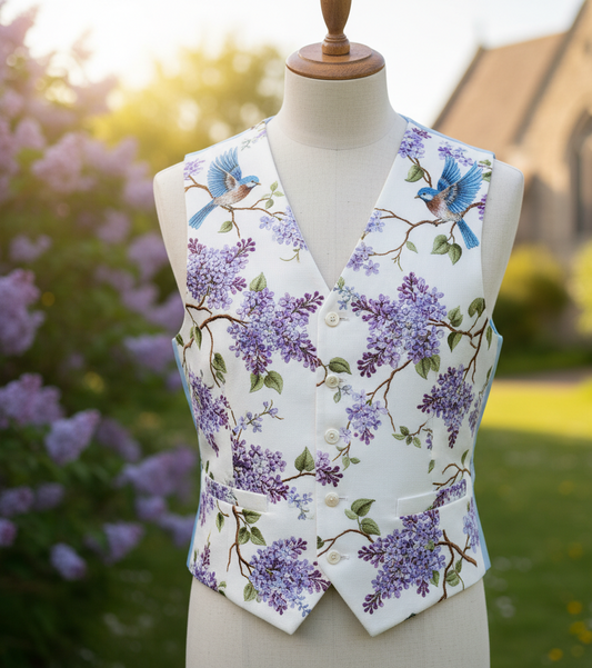 Men's Embroidered Linen Vest Boho Wedding (V-02) Bespoke Point