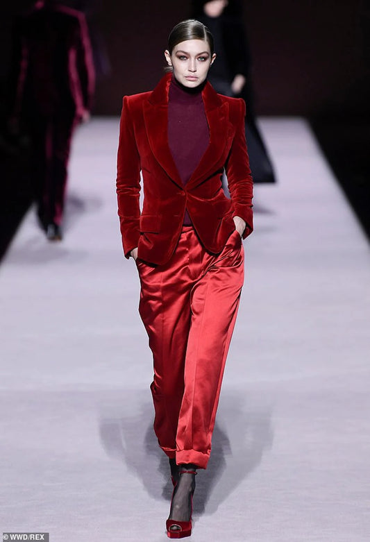 Women Red Long Jacket (WS-59) Bespoke Point