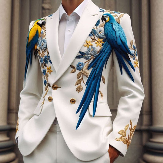Men 3pc French Rococo Fashion 18th Century Suit Costume Hand Embroidery Free Lace Jabots & Cuff(HS-252) (Copy) Bespoke Point