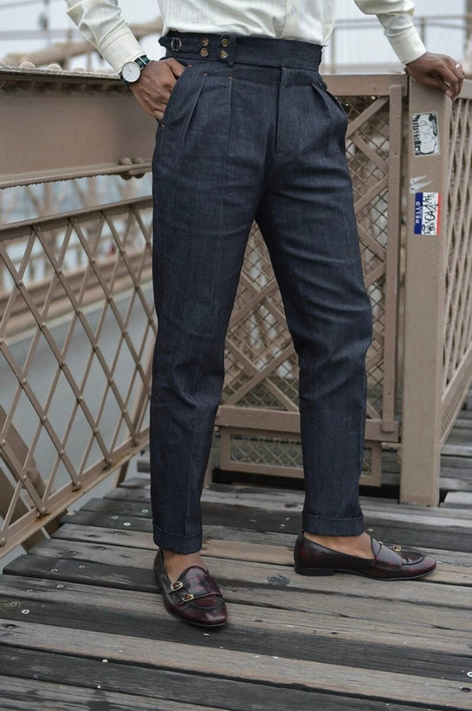 Men Black Denim Gurkha Pant (BP-12) Bespoke Point