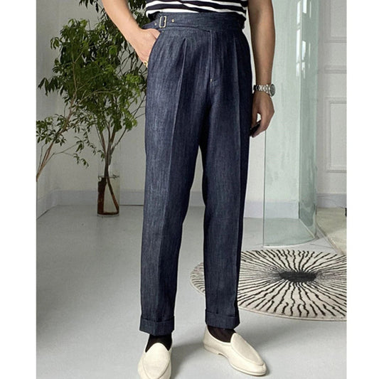 Men Denim Blue Gurkha Pant (BP-09) Bespoke Point