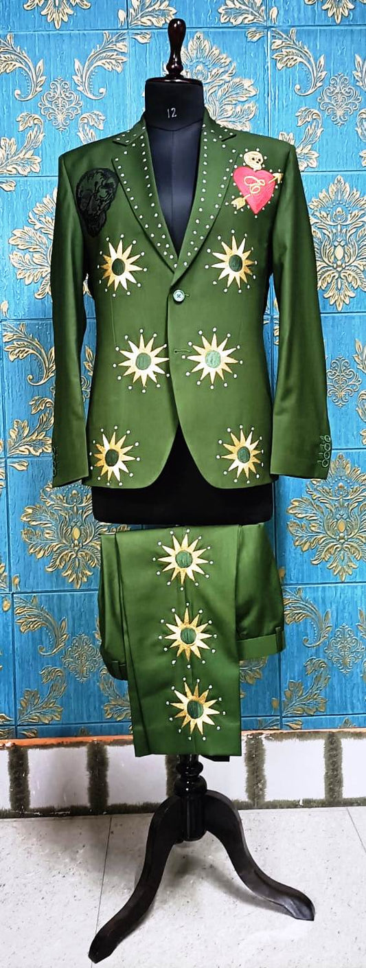 Men 2pc Green Suit (BC-04) Bespoke Point