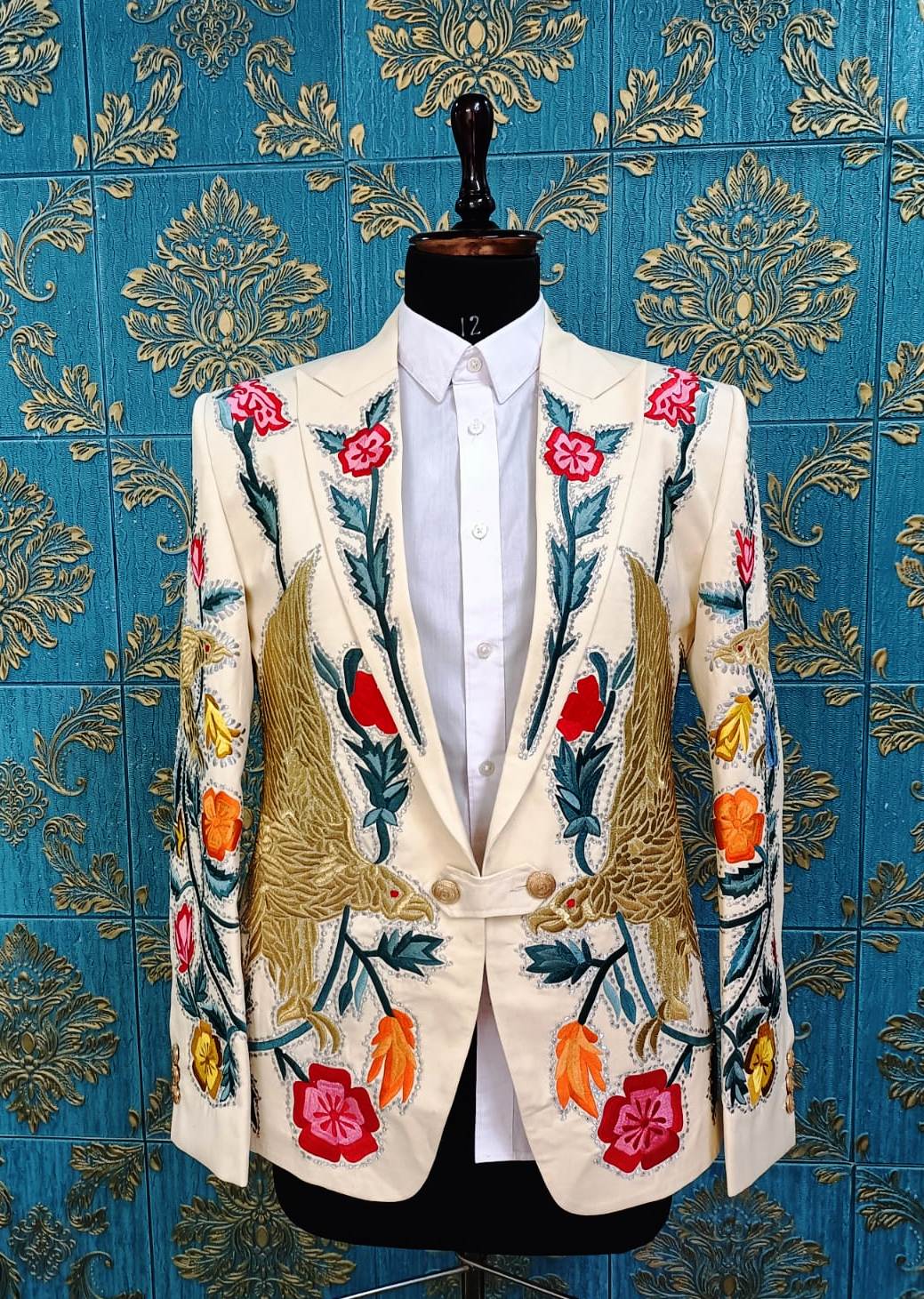 Men 2pc Ivory Embroidery Suit (NS-06) Bespoke Point