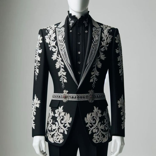 Men 2pc Black Suits (NS-178) Bespoke Point