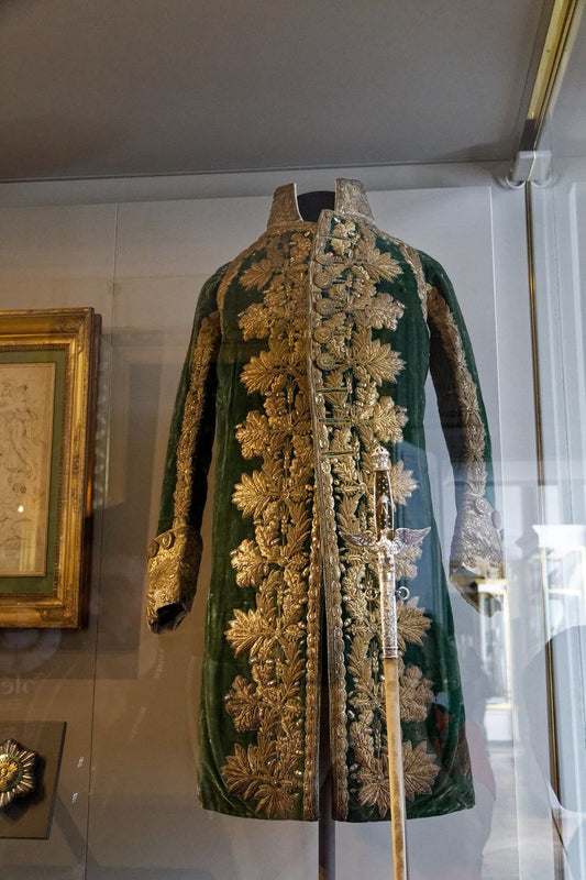 Men 3pc French Rococo Fashion 18th Century Suit Costume Hand Embroidery Free Lace Jabots & Cuff (HS-223) Bespoke Point