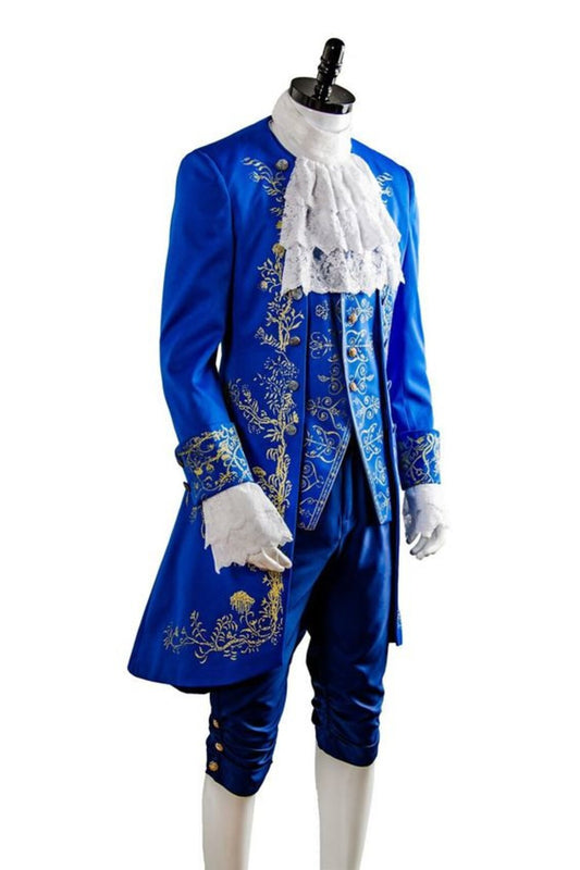Men 3pc Blue Velvet French Rococo Fashion 18th Century Suit Costume Free Lace Jabots And Cuff (HS-04) Bespoke Point