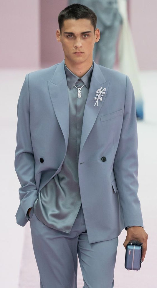 Men 2pc Blue Cotton Suit (MS-82) Bespoke Point