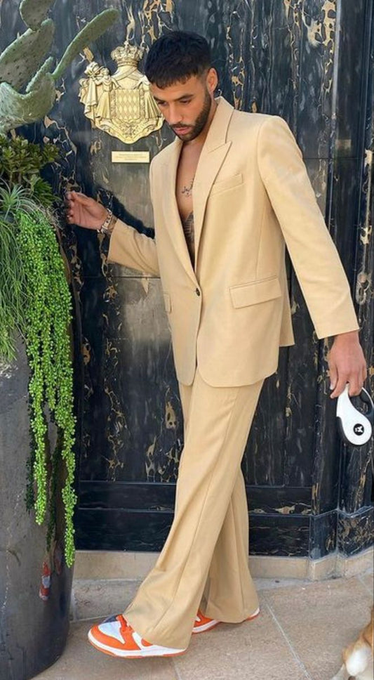 Men 2pc Cream Cotton Suit (MS-93) (Copy) Bespoke Point
