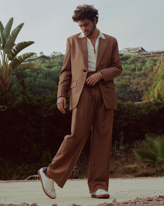 Men 2pc Brown Cotton Suit (MS-98) Bespoke Point