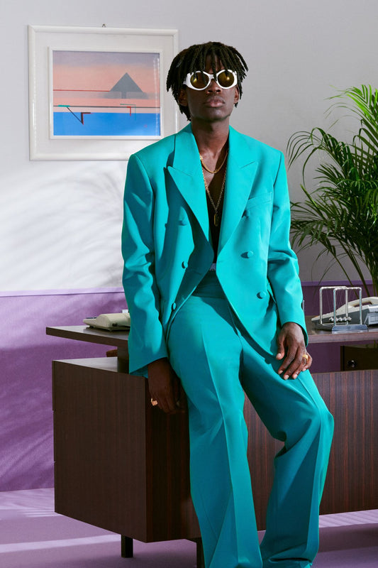 Men 2pc Blue Cotton Suit (MS-39) Bespoke Point