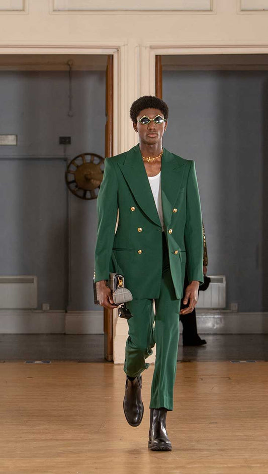 Men 2pc Green Cotton Suit (MS-38) Bespoke Point