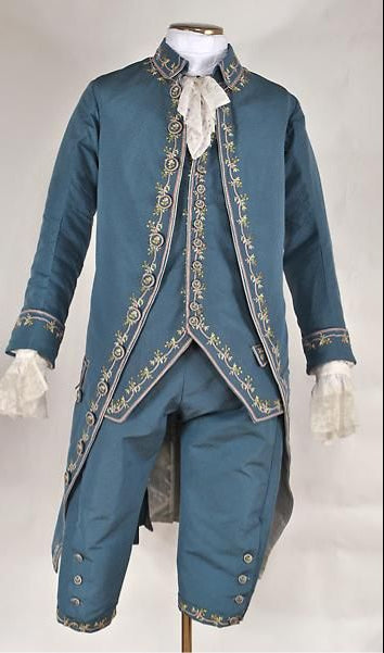 Men 3pc French Rococo Fashion 18th Century Suit Costume Hand Embroidery Free Lace Jabots & Cuff (HS-91) Bespoke Point