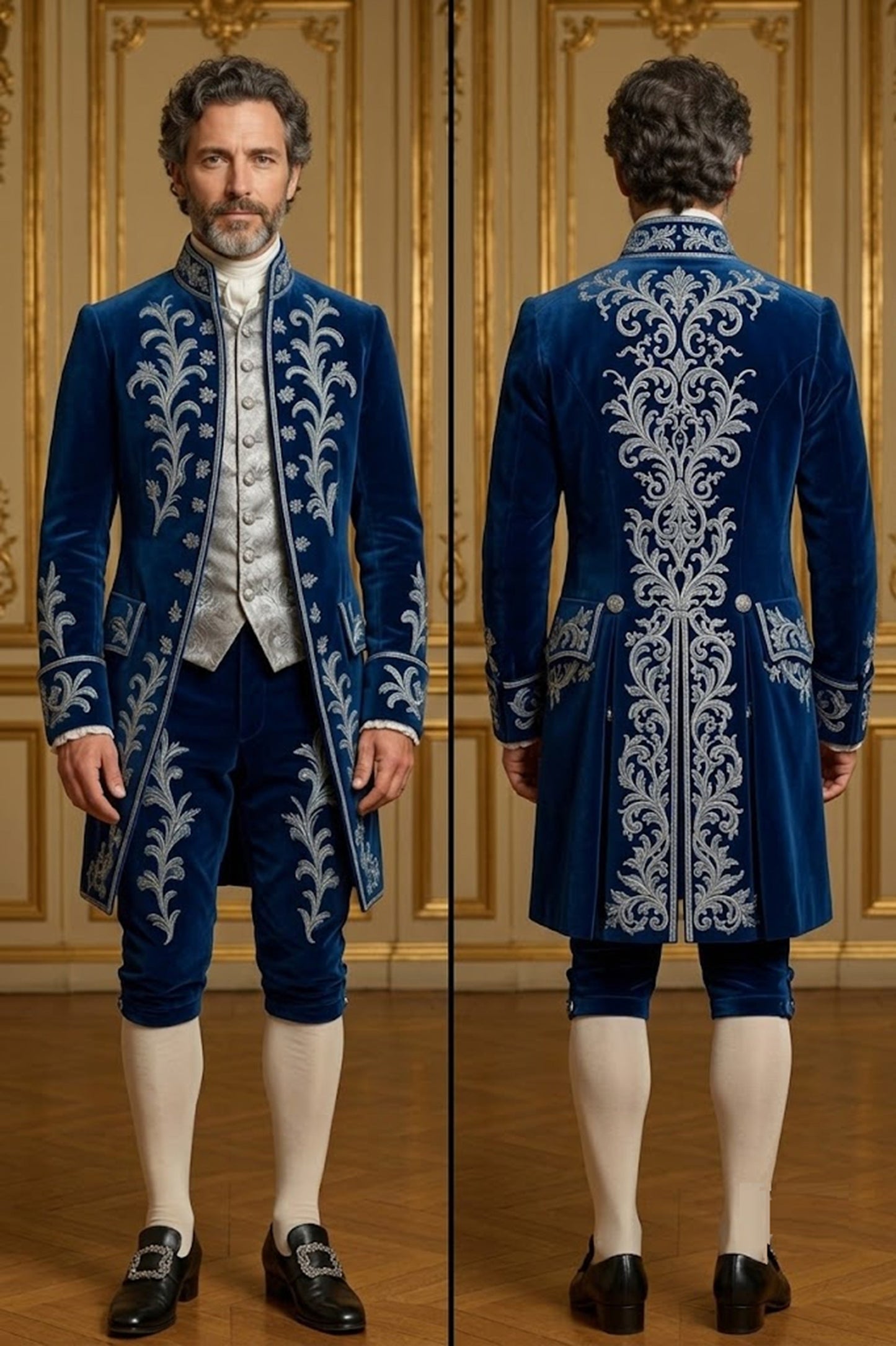 Men 2pc French Rococo Fashion 18th Century Suit Costume(HS) Bespoke Point