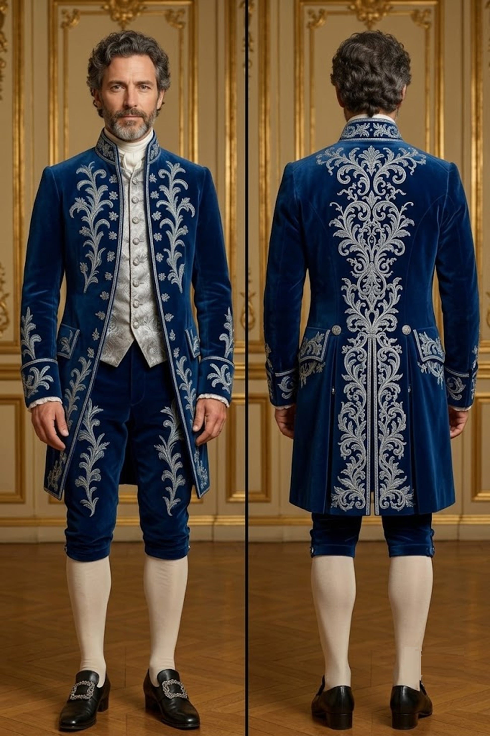 Men 2pc French Rococo Fashion 18th Century Suit Costume(HS) Bespoke Point