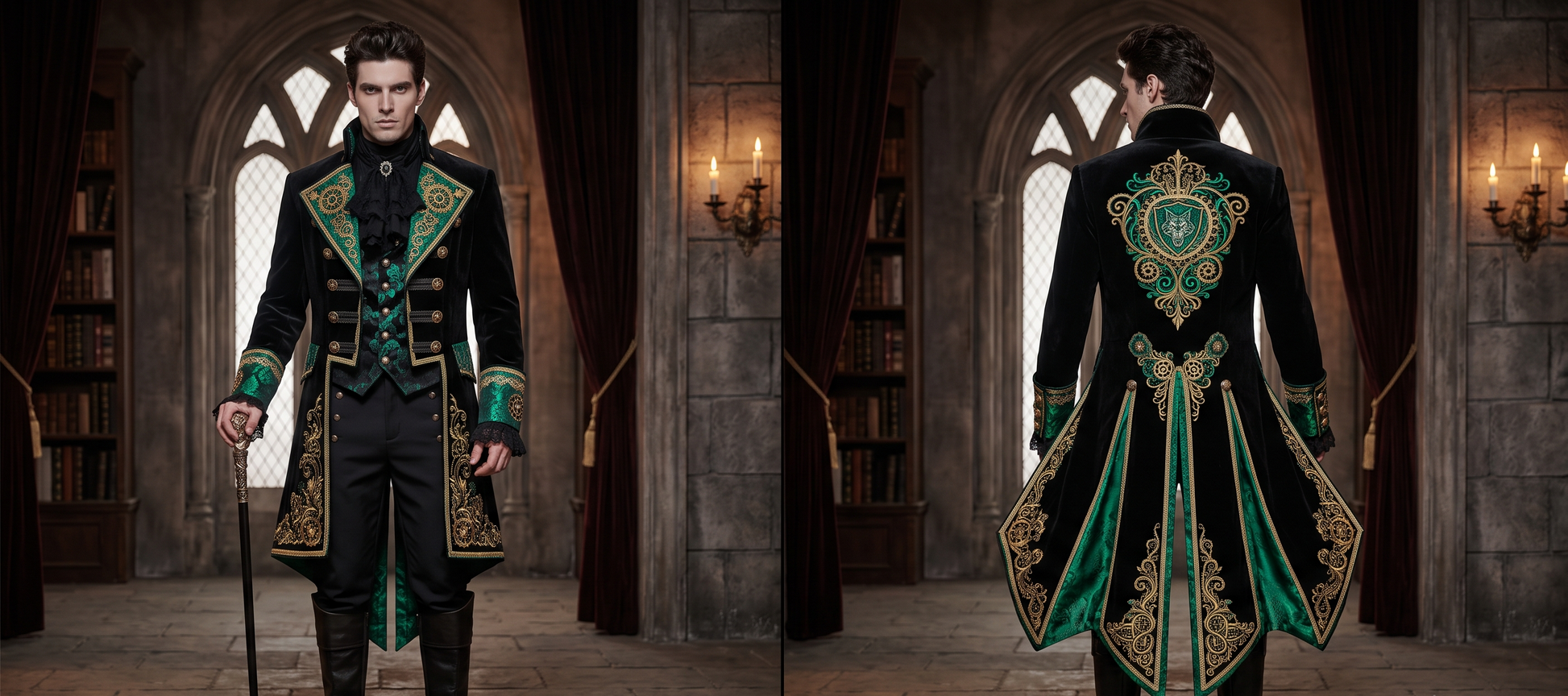 Men 2pc French Rococo Fashion 18th Century Suit Costume(HS) Bespoke Point