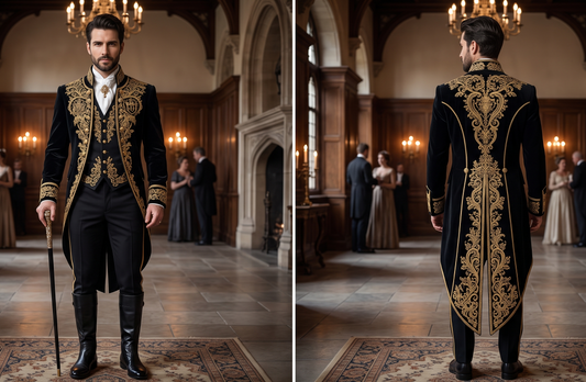 Men 2pc French Rococo Fashion 18th Century Suit Costume(HS) Bespoke Point