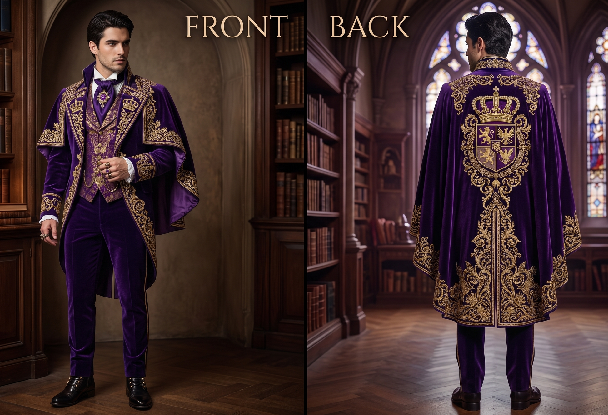 Men 2pc French Rococo Fashion 18th Century Suit Costume(HS) Bespoke Point