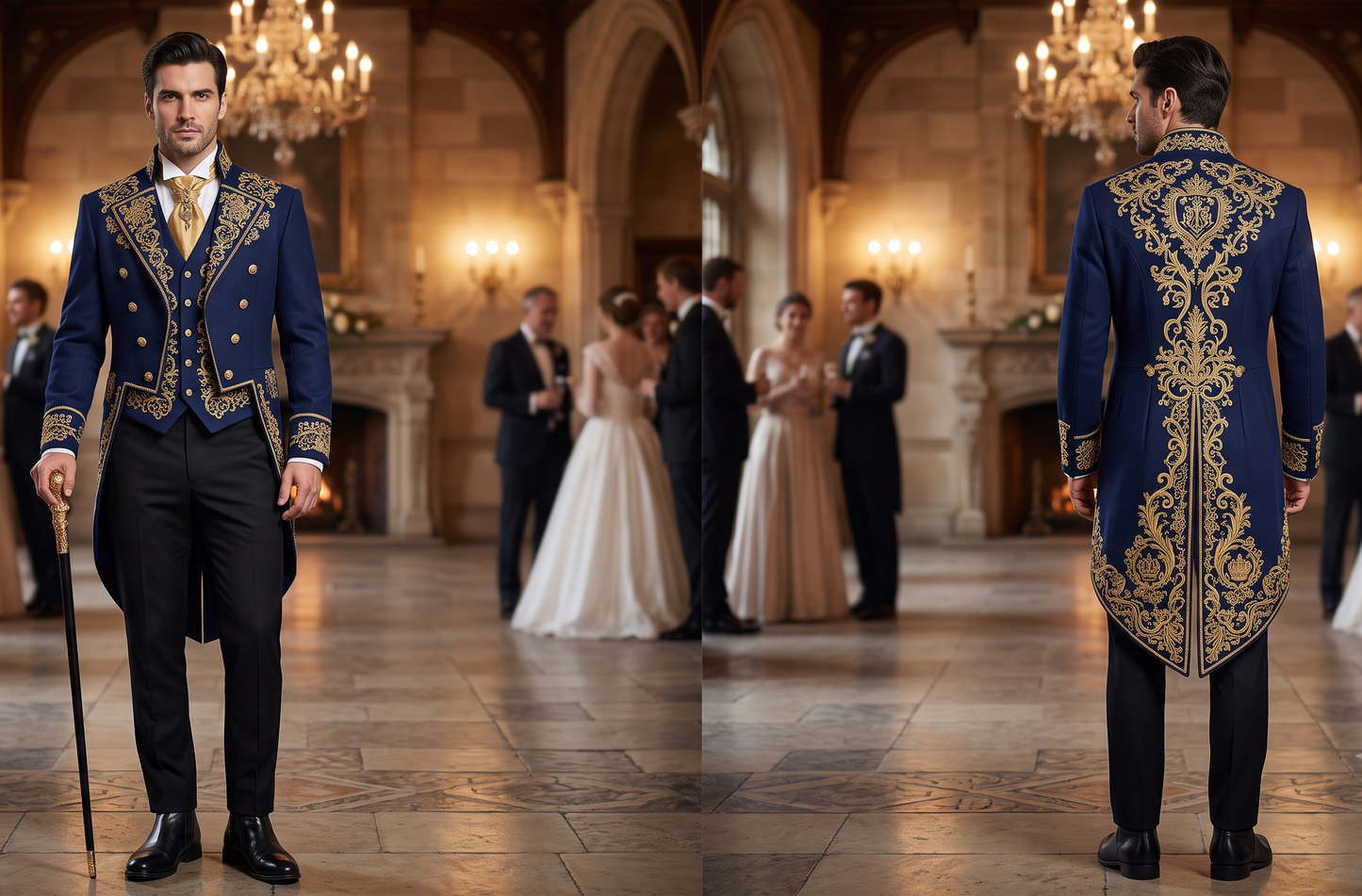 Men 2pc French Rococo Fashion 18th Century Suit Costume(HS) Bespoke Point