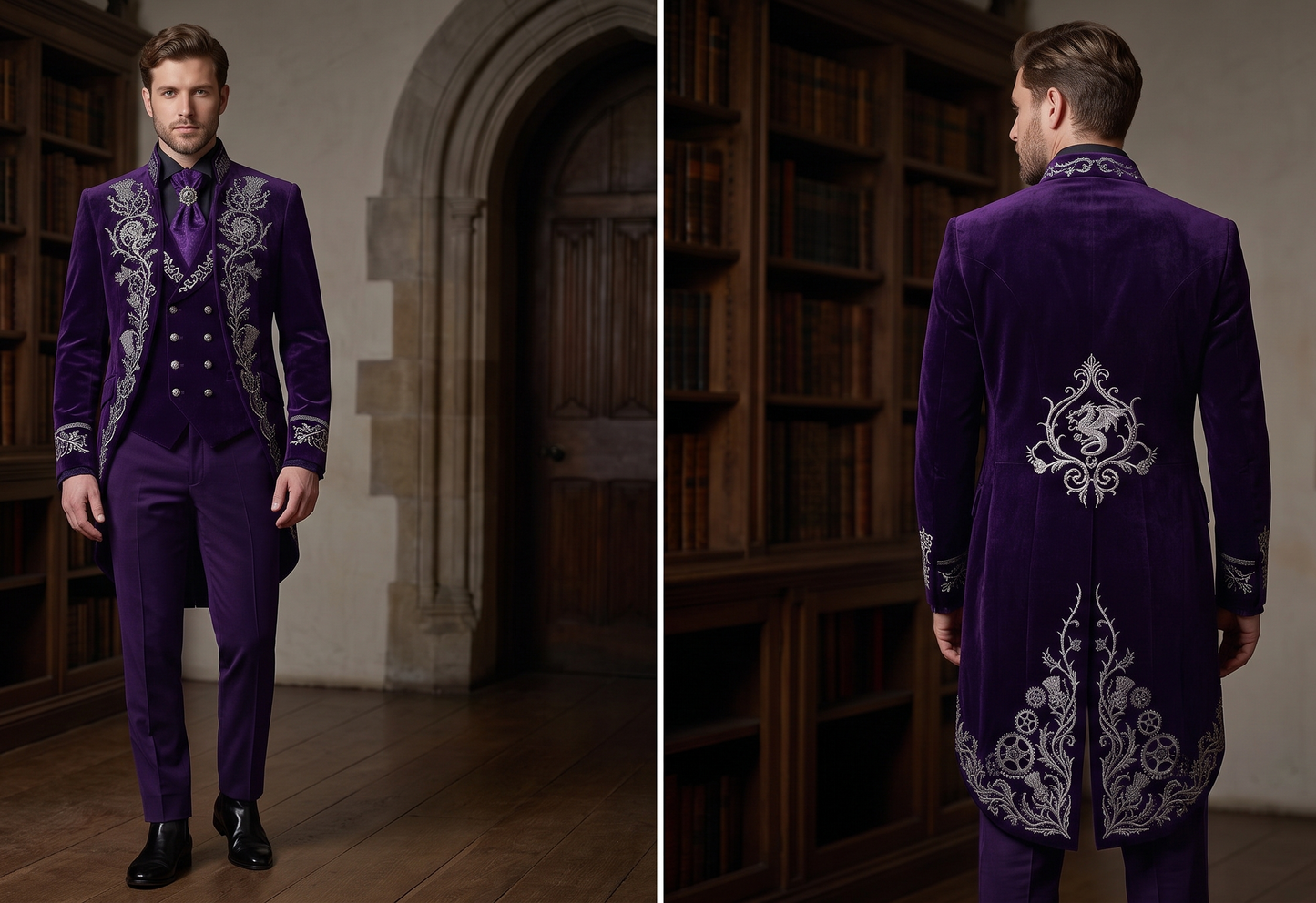 Men 2pc French Rococo Fashion 18th Century Suit Costume(HS) Bespoke Point