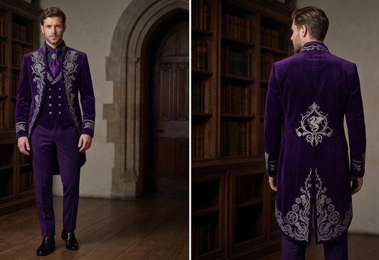 Men 2pc French Rococo Fashion 18th Century Suit Costume(HS) Bespoke Point