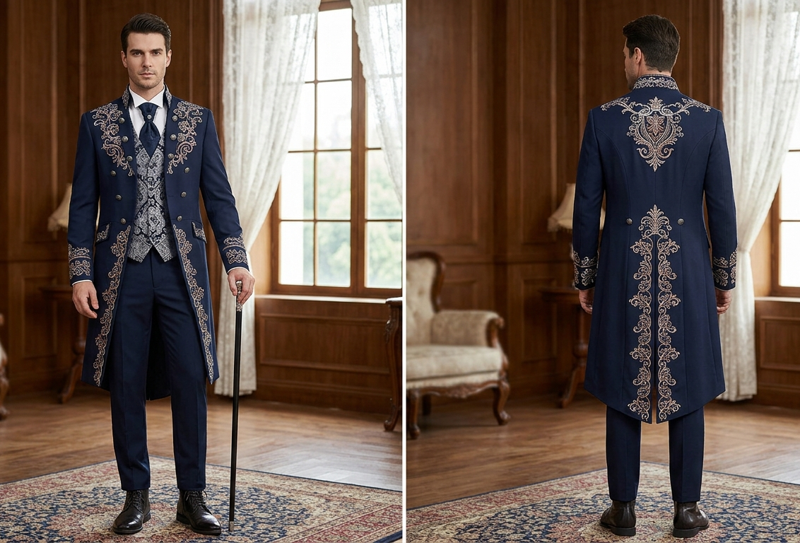 Men 2pc French Rococo Fashion 18th Century Suit Costume(HS) Bespoke Point