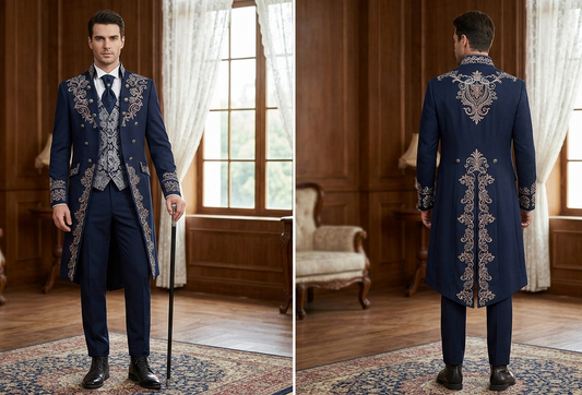 Men 2pc French Rococo Fashion 18th Century Suit Costume(HS) Bespoke Point