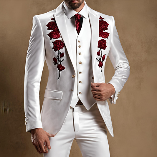 Men 2pc Ivory Embroidery Suit (NS-43) Bespoke Point