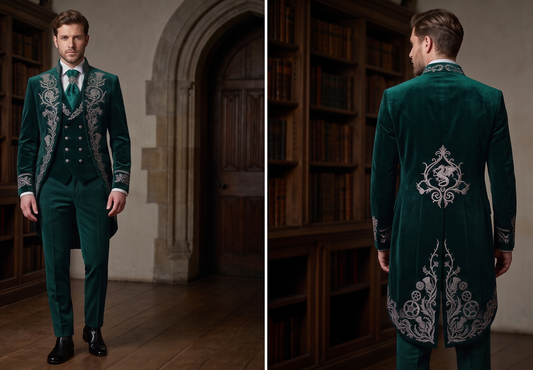 Men 2pc French Rococo Fashion 18th Century Suit Costume(HS) Bespoke Point