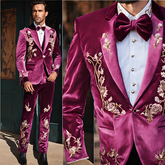Men 2pc Ivory Embroidery Suit (NS-45) Bespoke Point