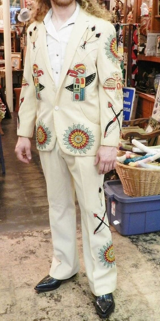 Men 2pc Ivory Embroidery Suit (NS-515) Bespoke Point